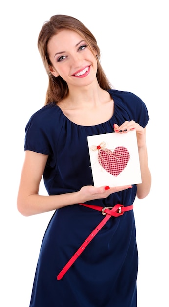 Uśmiechnięty klient z haftowanym prezentem